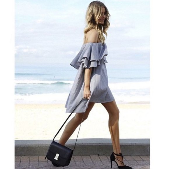 MLM | Blue Off the Shoulder Flowy Dress | Size: Small - Picture 9 of 9